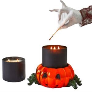 NIB Bath & Body Works Pumpkin Spider Pedestal Candleholder